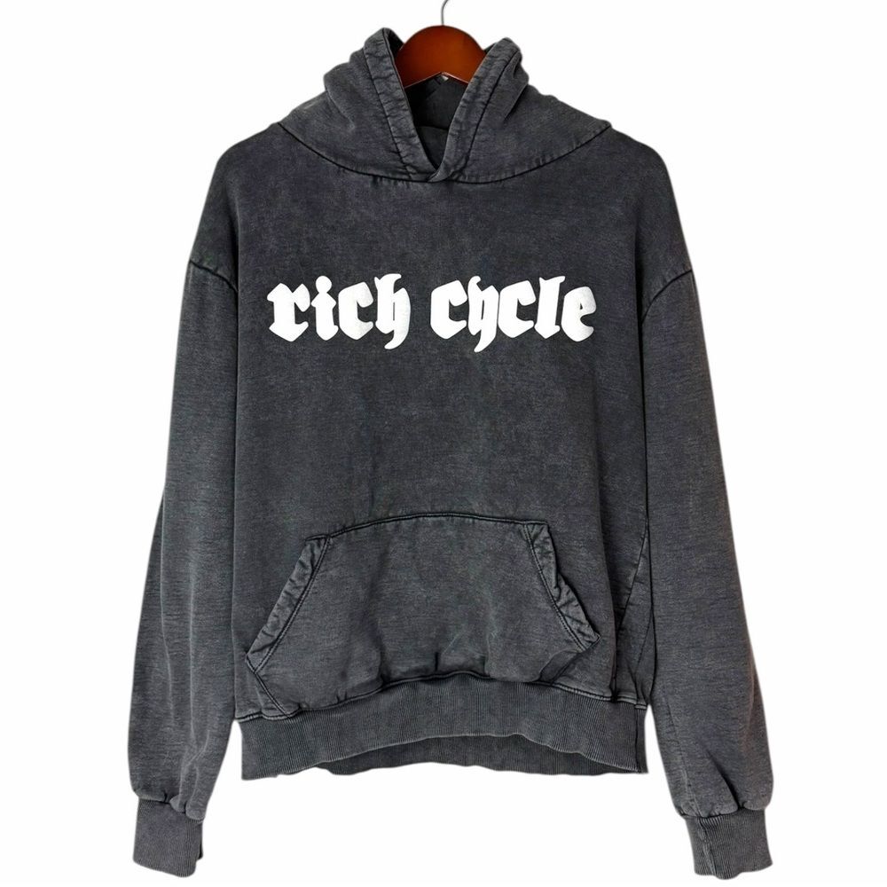 NWOT Rich Cycle Vintage Black Grey Hoodie Mens Medium - Picture 3 of 8